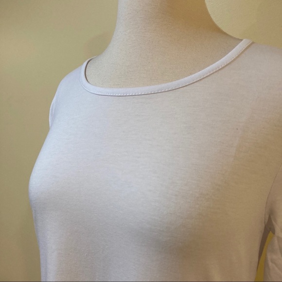 Asymmetrical 3/4 Sleeve Button Detail Top White - Picture 5 of 6